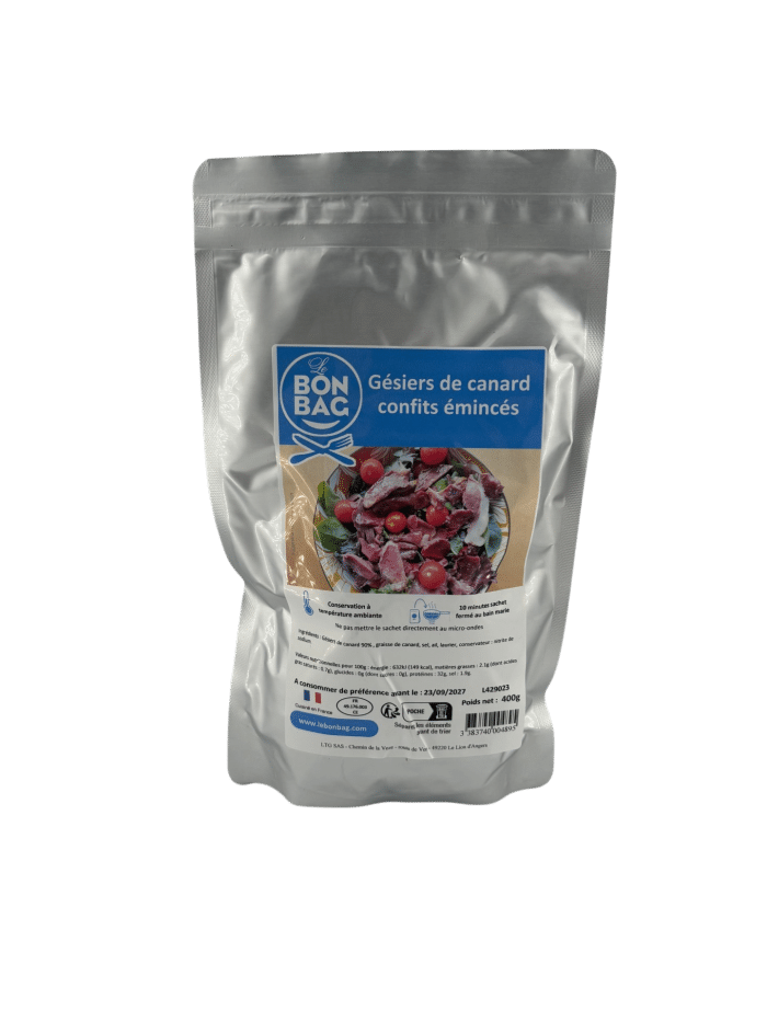 Gésiers de canard émincés confits sachet 400 g – Image 2
