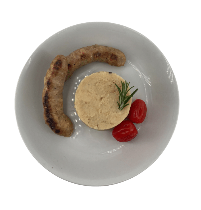 Saucisses pur porc et son écrasé de pommes de terre 400g